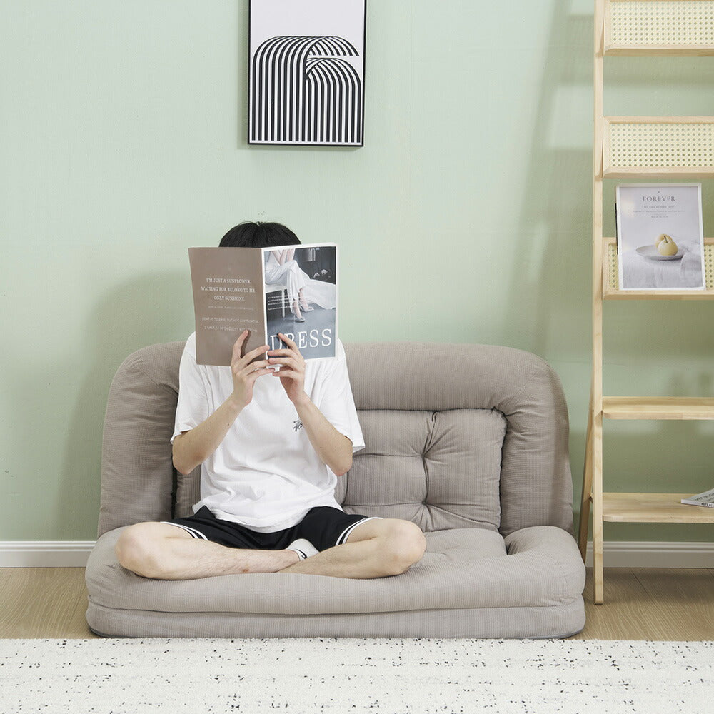 ソファーベッド 2人掛け 座椅子 ローソファ 3WAY 6段階リクライニング 折りたたみ コンパクト フロアソファ 圧力分散 包み込まれる 耐荷重150kg 7日内出荷