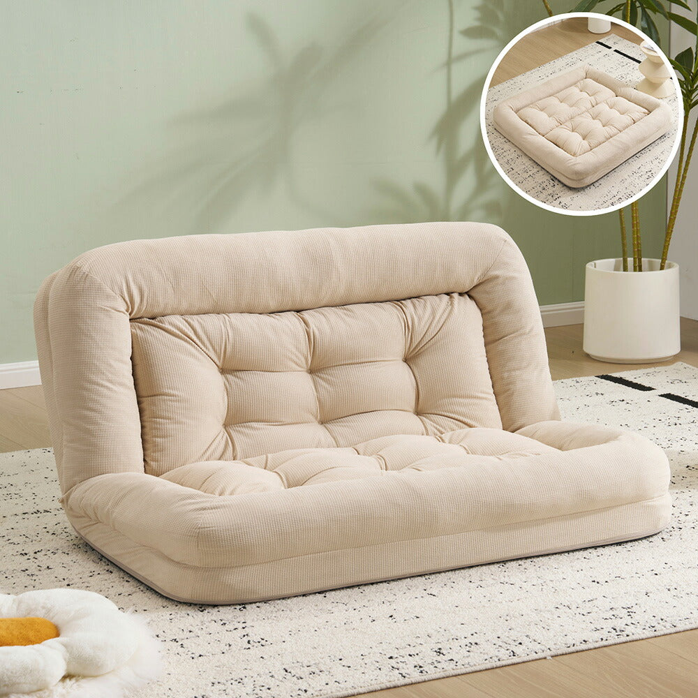 ソファーベッド 2人掛け 座椅子 ローソファ 3WAY 6段階リクライニング 折りたたみ コンパクト フロアソファ 圧力分散 包み込まれる 耐荷重150kg 7日内出荷