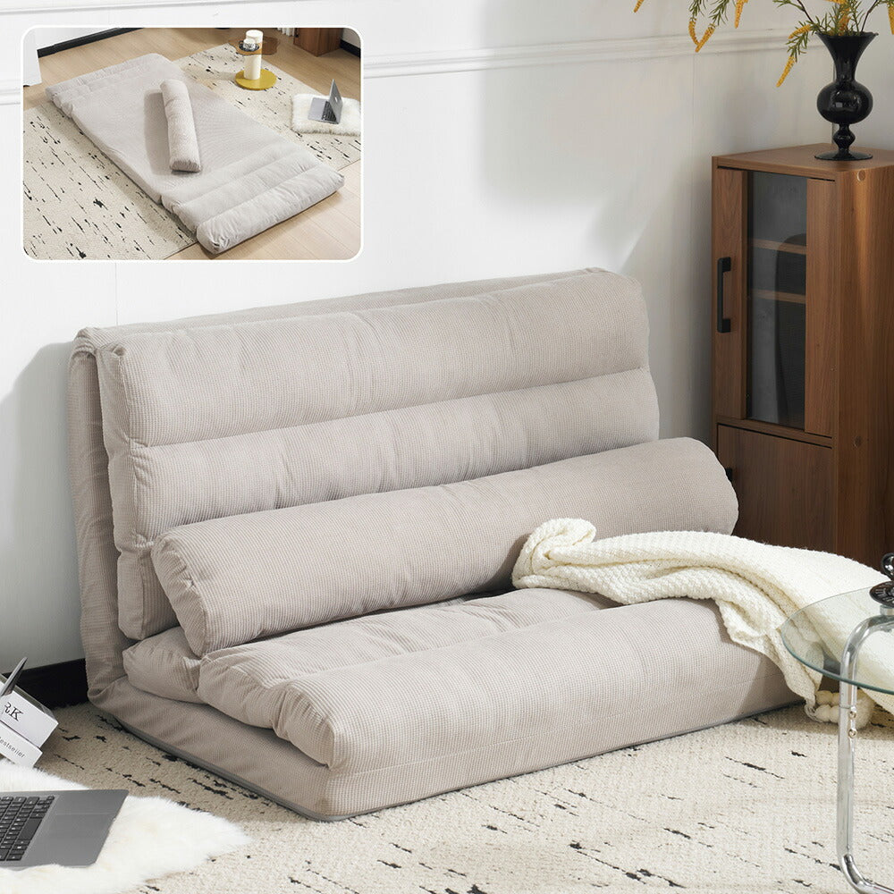 ソファベッド 2人掛け ローソファ 3WAY リクライニング 幅108cm 折りたたみ ソファーベッド コンパクト クッション付き フロアソファ 完成品 7日内出荷