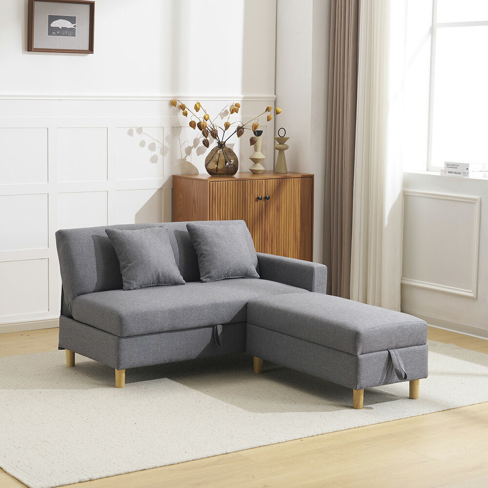 ソファベッド 3人掛け 収納付き オットマン付き 5WAY 折りたたみ式 カウチソファ 来客用 脚取り外し可能 大容量収納 リビング 一人暮らし 7日内出荷