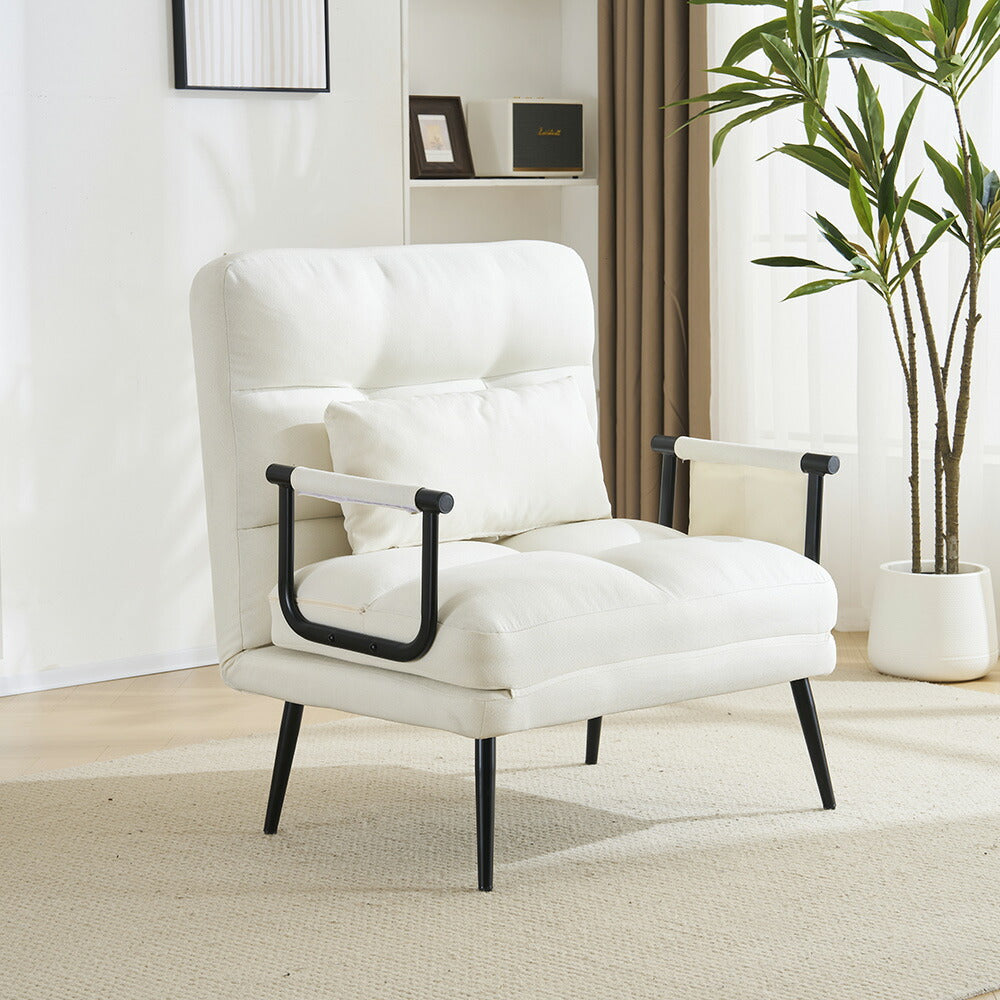 ソファベッド 3WAY 折りたたみ リクライニング 一人掛け カウチソファ 肘付き コンパクト ファブリック 一人暮らし 来客用 7日内出荷