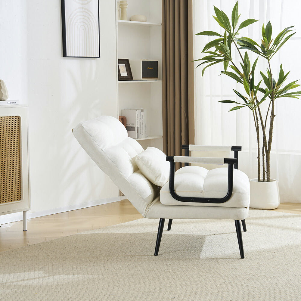 ソファベッド 3WAY 折りたたみ リクライニング 一人掛け カウチソファ 肘付き コンパクト ファブリック 一人暮らし 来客用 7日内出荷