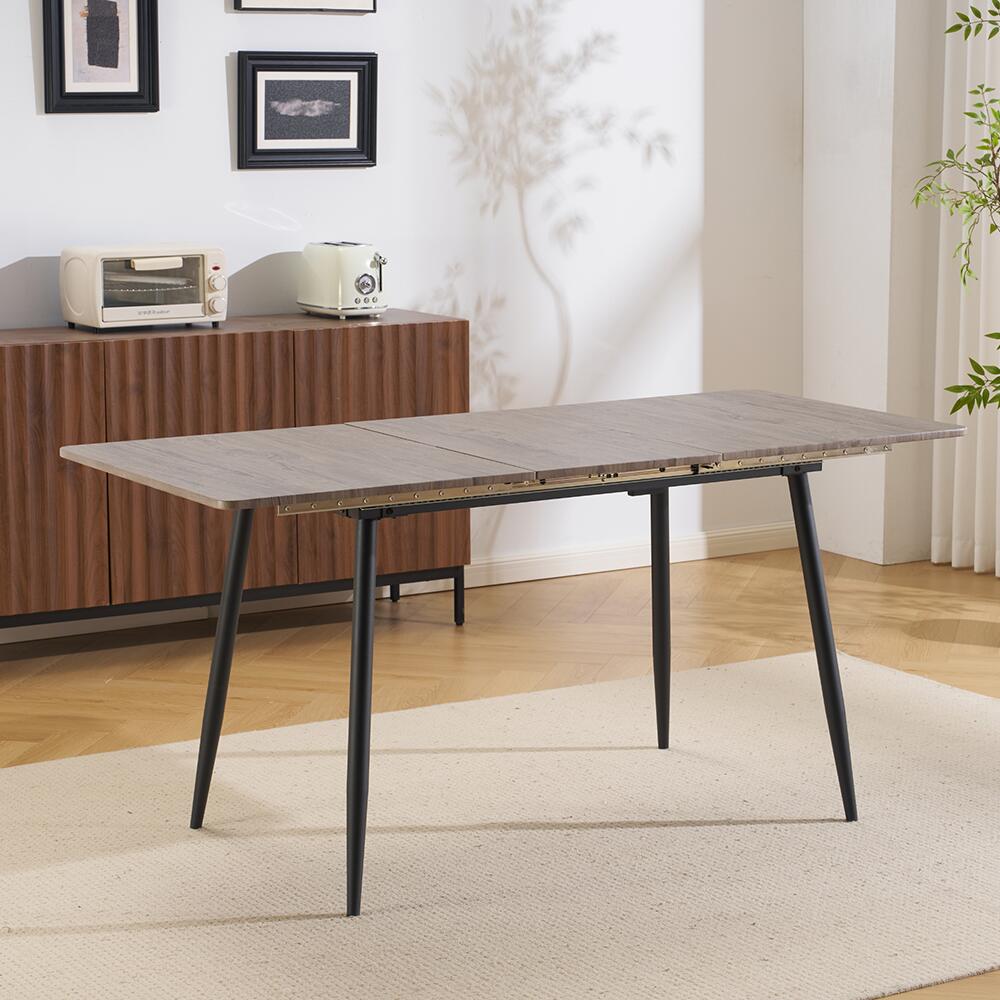 伸長式ダイニングテーブル テーブル 伸長 伸縮 長方形 ダイニング デスク キッチンテーブル リビングテーブル 6人掛け 160cm ダイニング 単品 おしゃれ ナチュラル 北欧風 木目調 シンプル 北欧 テーブル単品 モダン 黒脚 グレー ナチュラル テーブルのみ