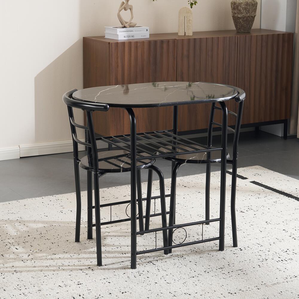 ダイニングテーブルセット 北欧 3点セット 2人 80 ダイニングテーブル 丸テーブル ダイニングセット オーバル 食卓 チェア2脚 コンパクト 2人掛け おしゃれ 大理石調 ダイニング テーブル 食卓用 韓国 丸型 2人用 北欧 韓国 韓国風 楕円 7日内出荷