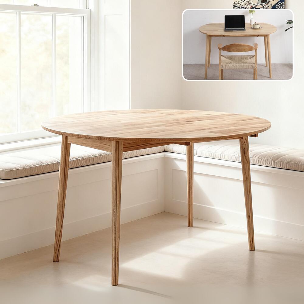 伸長式ダイニングテーブル 半円形 幅120 伸縮 ダイニング 丸テーブル 伸長 伸縮テーブル ダイニングテーブル 折りたたみ 折り畳み 円形 円形テーブル 丸 丸型 2人 4人 2人掛け 4人掛け ナチュラル ブラウン 木目調 テーブル単品