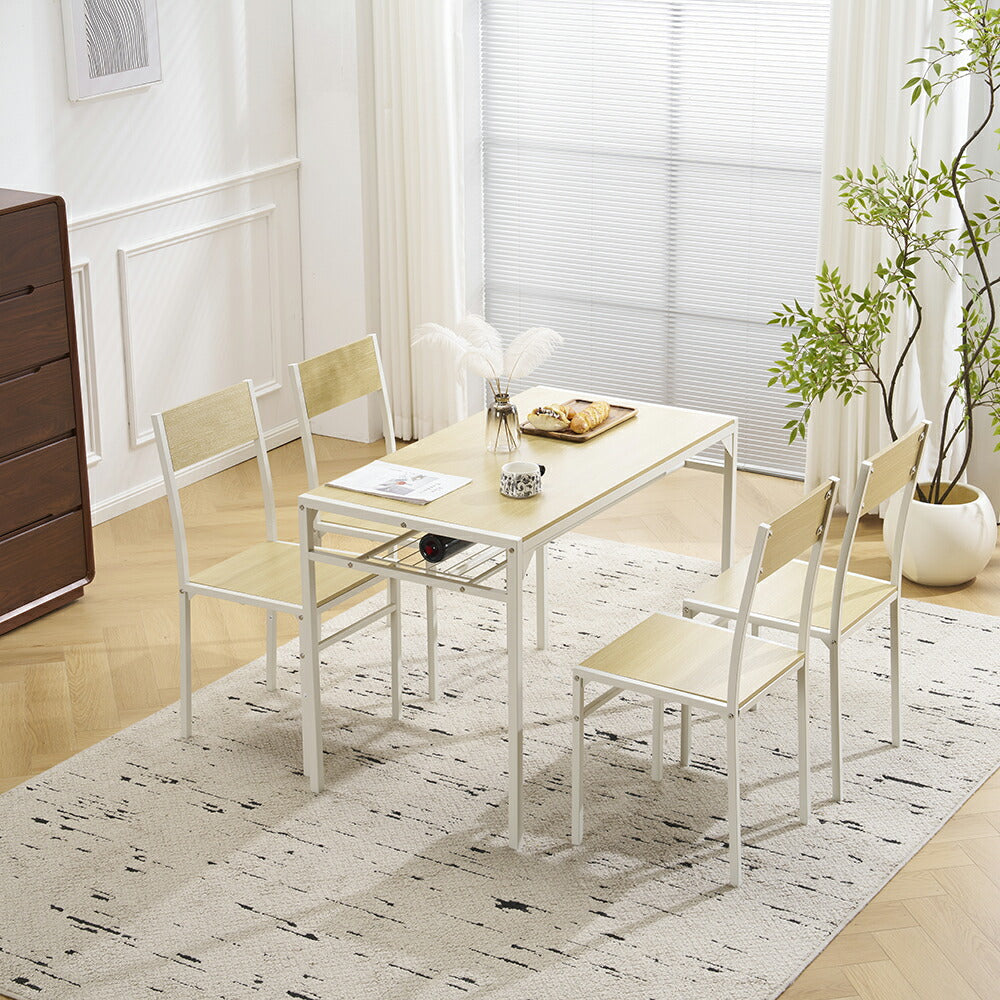 ダイニングテーブルセット 4人掛け 5点セット ダイニングセット おしゃれ 長方形 幅109cm 食卓 2人掛け 4人 ダイニングテーブル ダイニングチェア モダン 北欧 ベンチ 食卓セット 木目調 スチール 新生活 木目調 ナチュラル ブラウン 7日内出荷