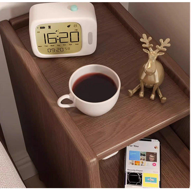 サイドテーブル,ナイトテーブル,スリム,収納,無垢材,引出し,リビング,寝室,ベッドルーム,台面