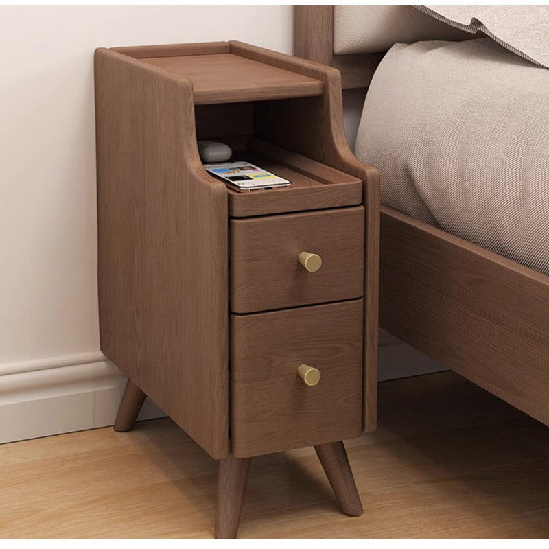 サイドテーブル,ナイトテーブル,スリム,収納,無垢材,引出し,リビング,寝室,ベッドルーム,角丸のデザイン