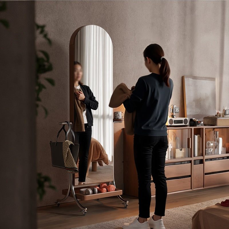 スタンドミラー 全身 ラック アンティーク 木製 鏡付き アーチ アーチ形 木製 全身鏡 収納棚 姿見 収納 鏡 付き ドレッサー メイク コスメ 玄関 リビング収納 ミラー ミラーラック 姿見ドレッサー キャスター付き おしゃれ