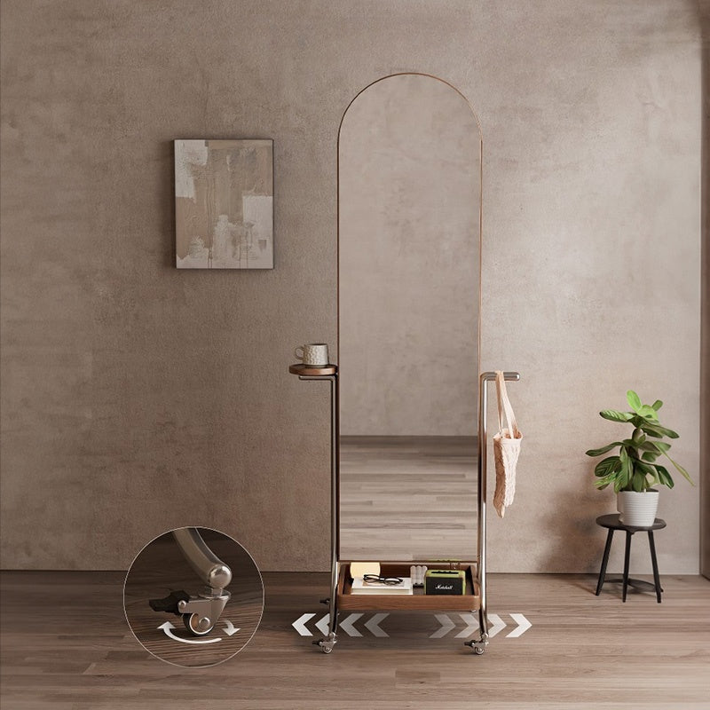 スタンドミラー 全身 ラック アンティーク 木製 鏡付き アーチ アーチ形 木製 全身鏡 収納棚 姿見 収納 鏡 付き ドレッサー メイク コスメ 玄関 リビング収納 ミラー ミラーラック 姿見ドレッサー キャスター付き おしゃれ