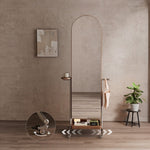 スタンドミラー 全身 ラック アンティーク 木製 鏡付き アーチ アーチ形 木製 全身鏡 収納棚 姿見 収納 鏡 付き ドレッサー メイク コスメ 玄関 リビング収納 ミラー ミラーラック 姿見ドレッサー キャスター付き おしゃれ