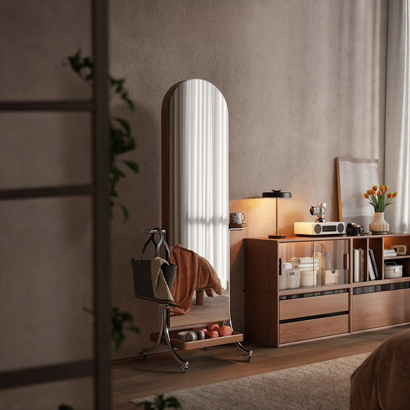 スタンドミラー 全身 ラック アンティーク 木製 鏡付き アーチ アーチ形 木製 全身鏡 収納棚 姿見 収納 鏡 付き ドレッサー メイク コスメ 玄関 リビング収納 ミラー ミラーラック 姿見ドレッサー キャスター付き おしゃれ