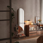 スタンドミラー 全身 ラック アンティーク 木製 鏡付き アーチ アーチ形 木製 全身鏡 収納棚 姿見 収納 鏡 付き ドレッサー メイク コスメ 玄関 リビング収納 ミラー ミラーラック 姿見ドレッサー キャスター付き おしゃれ