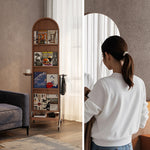 スタンドミラー 全身 ラック アンティーク 木製 鏡付き アーチ アーチ形 木製 全身鏡 収納棚 姿見 収納 鏡 付き ドレッサー メイク コスメ 玄関 リビング収納 ミラー ミラーラック 姿見ドレッサー キャスター付き おしゃれ