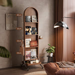 スタンドミラー 全身 ラック アンティーク 木製 鏡付き アーチ アーチ形 木製 全身鏡 収納棚 姿見 収納 鏡 付き ドレッサー メイク コスメ 玄関 リビング収納 ミラー ミラーラック 姿見ドレッサー キャスター付き おしゃれ