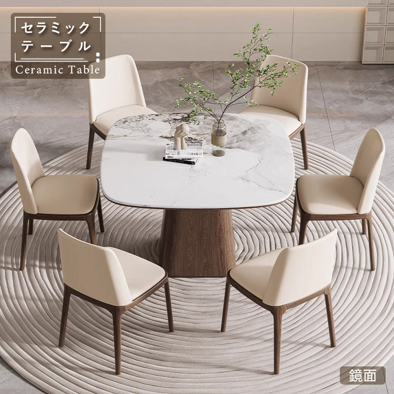 Casaconer | ダイニングテーブル・円形・テーブル・セラミック・木製・モダン・幅80・100・3人掛け