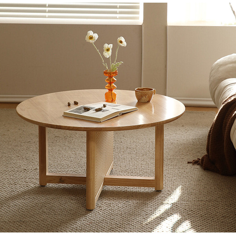 Casaconer | センターテーブル・ラタン・木製・おしゃれ・北欧・韓国・ナチュラル・レトロ調・シンプル・収納・リビングテーブル・80