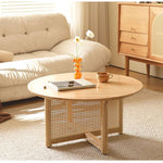 Casaconer | センターテーブル・ラタン・木製・おしゃれ・北欧・韓国・ナチュラル・レトロ調・シンプル・収納・リビングテーブル・80