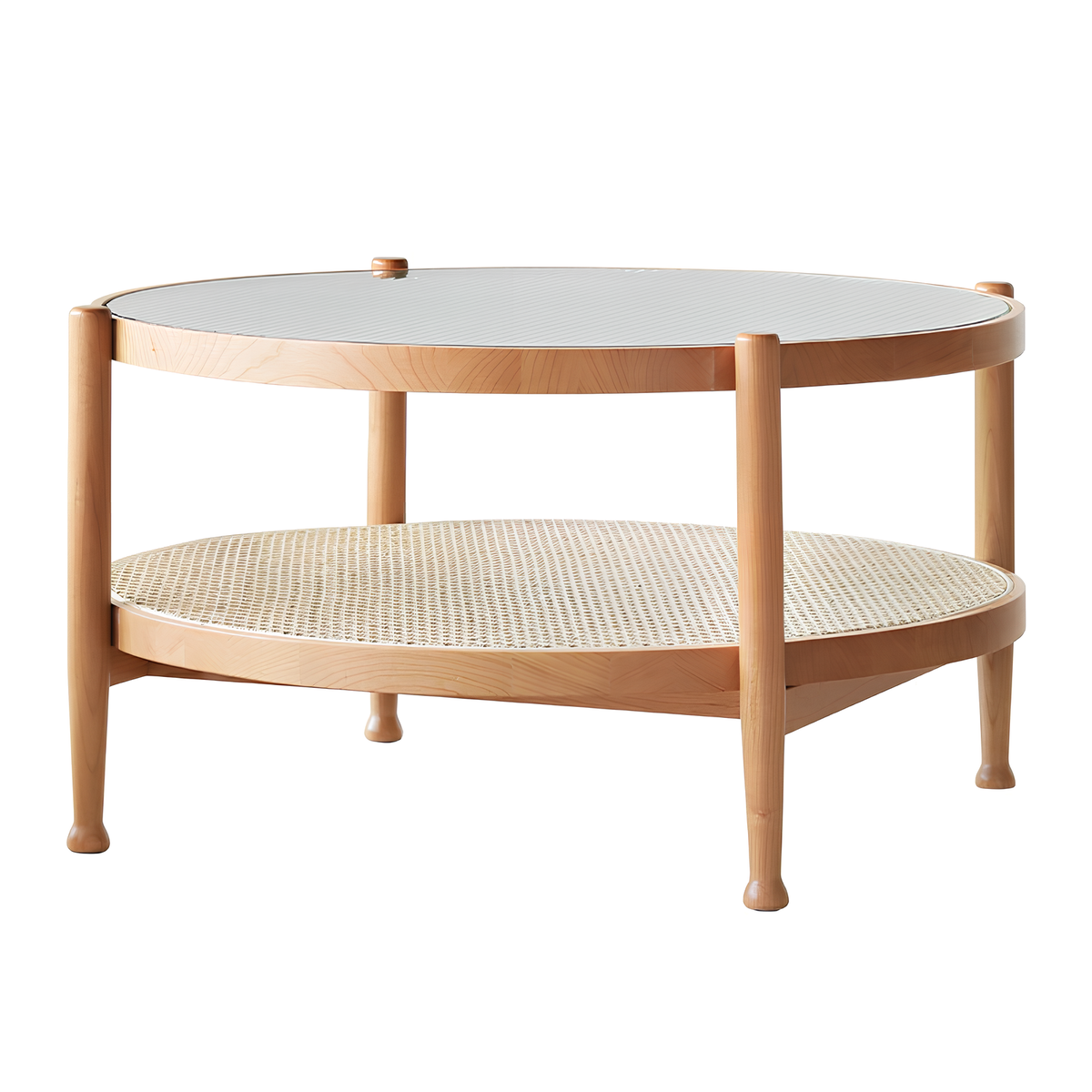 Casaconer | ローテーブル・ガラス・木製・モールガラス・ラタン・おしゃれ・北欧・ナチュラル・シンプル・レトロ調・リビング・収納・80