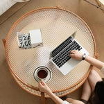 Casaconer | ローテーブル・ガラス・木製・モールガラス・ラタン・おしゃれ・北欧・ナチュラル・シンプル・レトロ調・リビング・収納・80