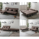 ソファー ソファ おすすめ カウチソファー ソファーベッド 3人掛け 3人用 おしゃれ クッション付き グレー ブラウン ファブリック 脚付き シェーズロング