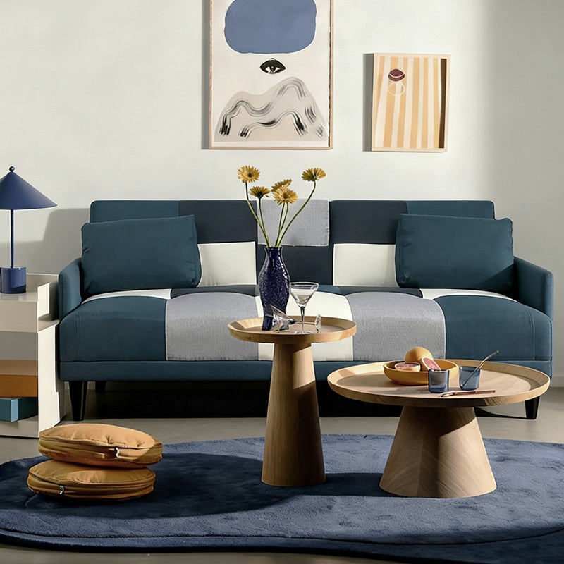 ソファー ソファ おすすめ ソファーベッド おしゃれ 幅178cm テーブル付き パッチワーク ソファーベット コンパクト 3人掛け シングル クッション付 ブルー ブラウン 脚付き 寝心地 座り心地 ファブリック