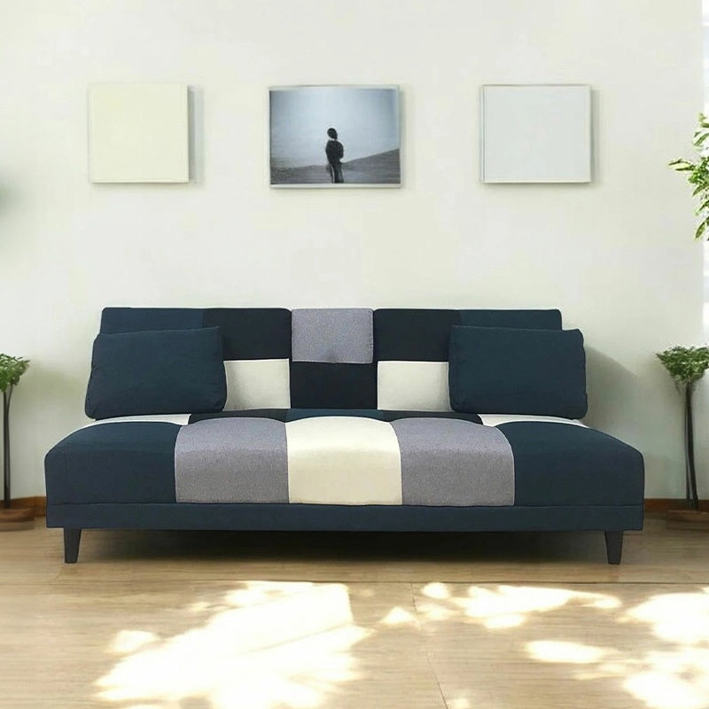 ソファー ソファ おすすめ ソファーベッド おしゃれ 幅178cm テーブル付き パッチワーク ソファーベット コンパクト 3人掛け シングル クッション付 ブルー ブラウン 脚付き 寝心地 座り心地 ファブリック