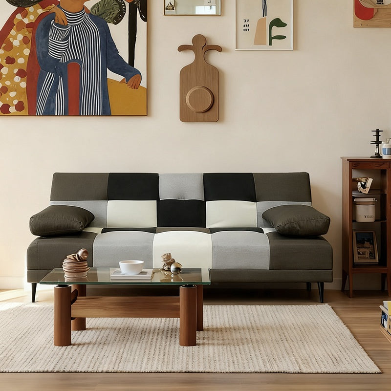 ソファー ソファ おすすめ ソファーベッド おしゃれ 幅178cm テーブル付き パッチワーク ソファーベット コンパクト 3人掛け シングル クッション付 ブルー ブラウン 脚付き 寝心地 座り心地 ファブリック