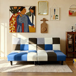 ソファー・ソファベッド・ソファーベッド・3人掛け・分割・幅180cm・パッチワーク3WAY・2人用・1人用・おしゃれ・二分割・ブルー・レッド・脚付き・一人掛けが2個・ファブリック・布・布製・コンパクト・シングル