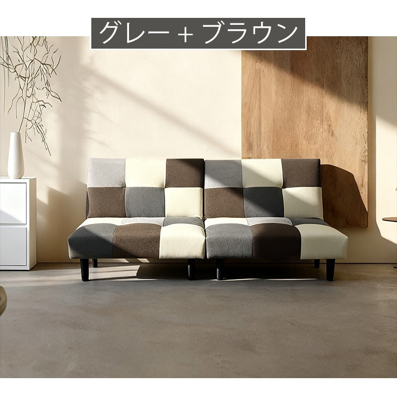 ソファー ソファベッド ソファーベッド 3人掛け 分割 幅180cm パッチワーク3WAY 2人用 1人用 おしゃれ 二分割 ブルー レッド 脚付き 一人掛けが2個 ファブリック 布 布製 コンパクト シングル