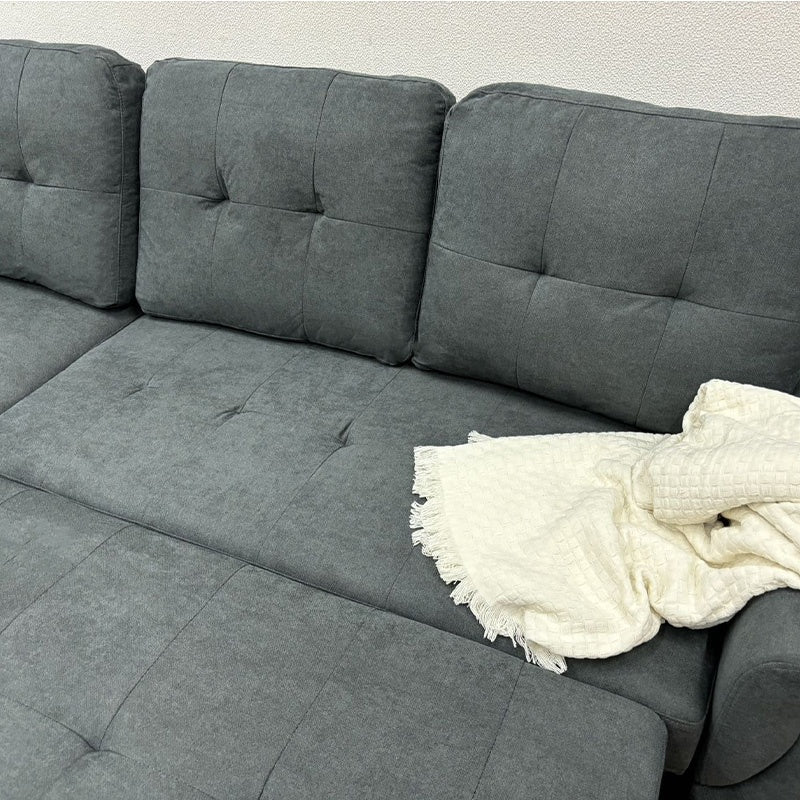 ソファーベッド・収納付き・カウチソファー・3人掛け・布製・グレー・北欧風・リビング・寝室・大きい・usb・おしゃれ・7日内出荷