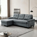 ソファーベッド・収納付き・カウチソファー・3人掛け・布製・グレー・北欧風・リビング・寝室・大きい・usb・おしゃれ・7日内出荷