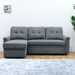 ソファーベッド・収納付き・カウチソファー・3人掛け・布製・グレー・北欧風・リビング・寝室・大きい・usb・おしゃれ・7日内出荷