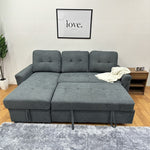 ソファーベッド・収納付き・カウチソファー・3人掛け・布製・グレー・北欧風・リビング・寝室・大きい・usb・おしゃれ・7日内出荷