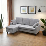 ソファ・カウチソファ・3人掛け・幅約180cm・北欧・おしゃれ・布製・オットマン・スツール付き・L字・グレー クッション付き・おすすめ・コーデュロイ・7日内出荷