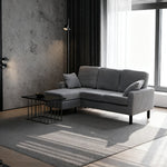 ソファ・カウチソファ・3人掛け・幅約180cm・北欧・おしゃれ・布製・オットマン・スツール付き・L字・グレー クッション付き・おすすめ・コーデュロイ・7日内出荷