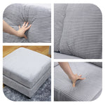 ソファ・カウチソファ・3人掛け・幅約180cm・北欧・おしゃれ・布製・オットマン・スツール付き・L字・グレー クッション付き・おすすめ・コーデュロイ・7日内出荷