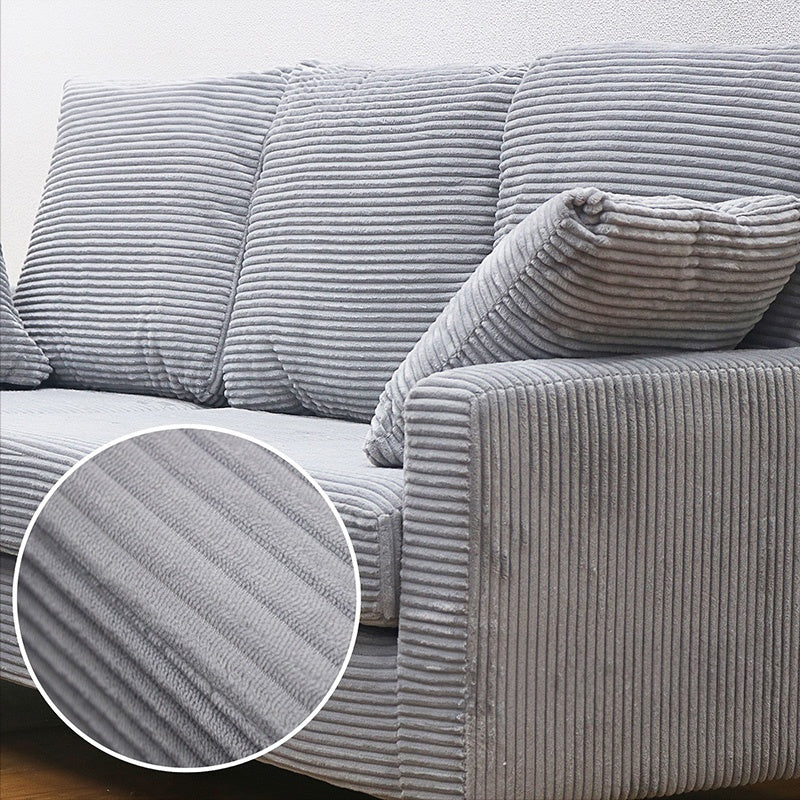 ソファ・カウチソファ・3人掛け・幅約180cm・北欧・おしゃれ・布製・オットマン・スツール付き・L字・グレー クッション付き・おすすめ・コーデュロイ・7日内出荷