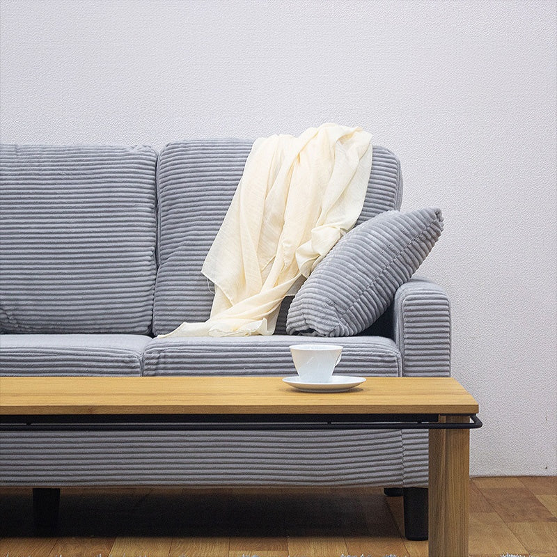 ソファ・カウチソファ・3人掛け・幅約180cm・北欧・おしゃれ・布製・オットマン・スツール付き・L字・グレー クッション付き・おすすめ・コーデュロイ・7日内出荷