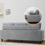 ソファ・カウチソファ・3人掛け・幅約180cm・北欧・おしゃれ・布製・オットマン・スツール付き・L字・グレー クッション付き・おすすめ・コーデュロイ・7日内出荷