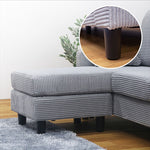 ソファ・カウチソファ・3人掛け・幅約180cm・北欧・おしゃれ・布製・オットマン・スツール付き・L字・グレー クッション付き・おすすめ・コーデュロイ・7日内出荷