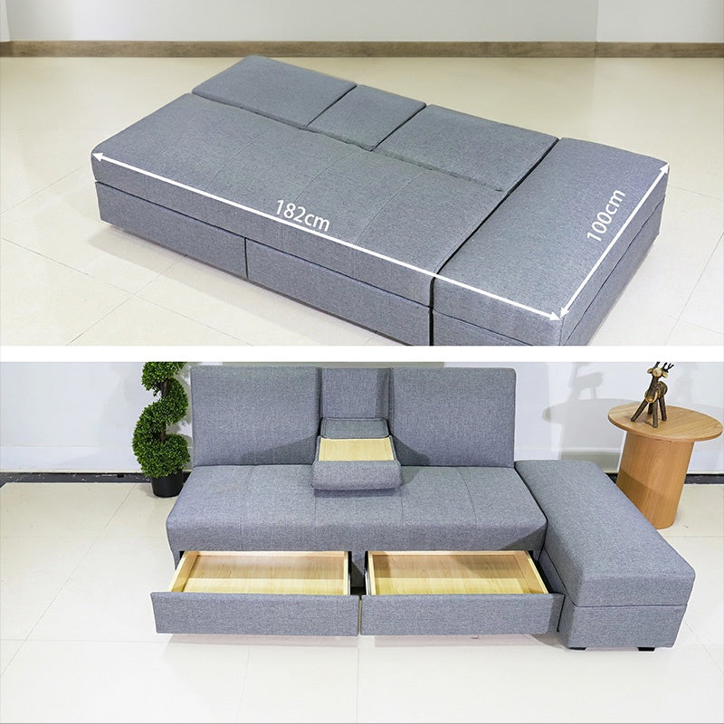 ソファーベッド・収納付き・カウチソファ・3人掛け・ソファーセット・シンプル・コンパクト・北欧スタイル・ファブリック・引き出し付き・テーブル付き・グレー・ブラウン・おしゃれ・7日内出荷