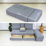 ソファーベッド・収納付き・カウチソファ・3人掛け・ソファーセット・シンプル・コンパクト・北欧スタイル・ファブリック・引き出し付き・テーブル付き・グレー・ブラウン・おしゃれ・7日内出荷