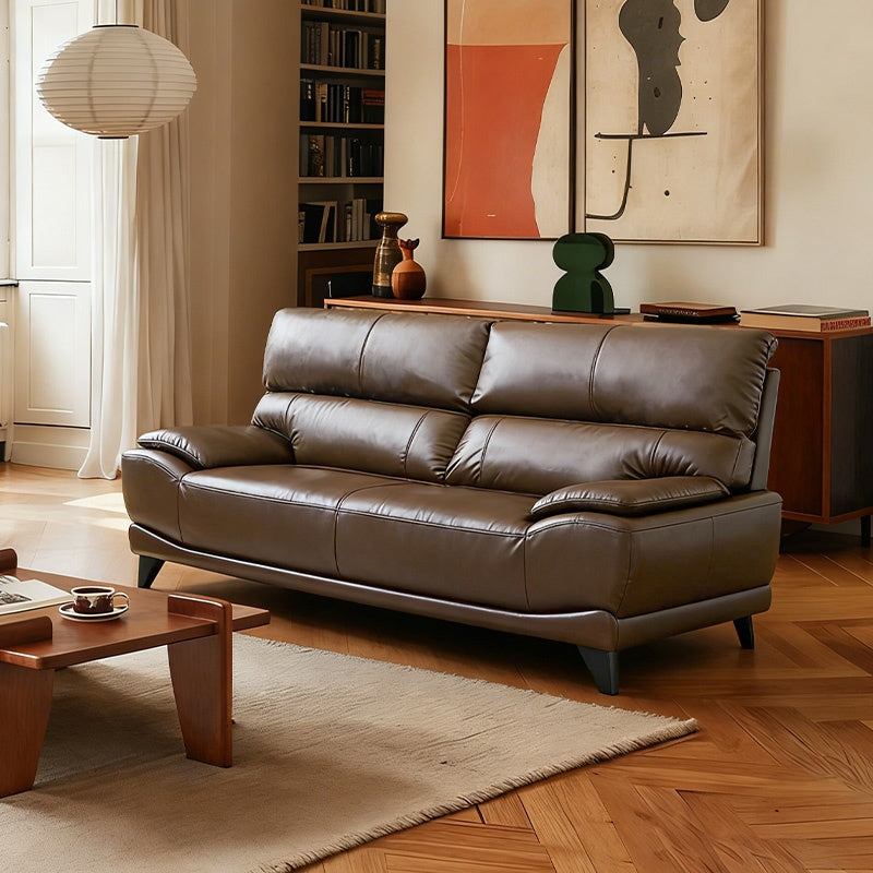 ソファー ソファ 3人掛け ハイバック レザー 本革 PVC 幅195cm ブラウン 応接ソファ 肘付き おしゃれ 北欧 モダン 脚付き