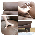 ソファー ソファ 3人掛け ハイバック レザー 本革 PVC 幅195cm ブラウン 応接ソファ 肘付き おしゃれ 北欧 モダン 脚付き