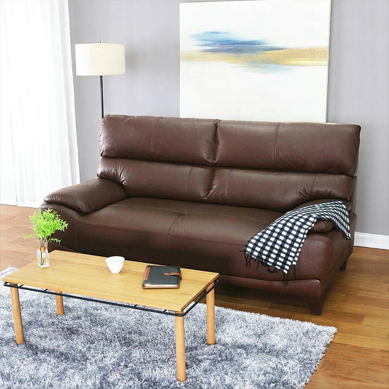 ソファー ソファ 3人掛け ハイバック レザー 本革 PVC 幅195cm ブラウン 応接ソファ 肘付き おしゃれ 北欧 モダン 脚付き