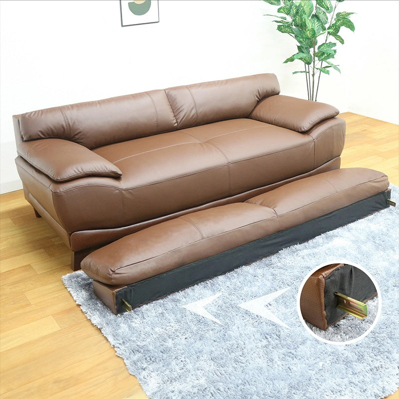 ソファー ソファ 3人掛け ハイバック レザー 本革 PVC 幅195cm ブラウン 応接ソファ 肘付き おしゃれ 北欧 モダン 脚付き