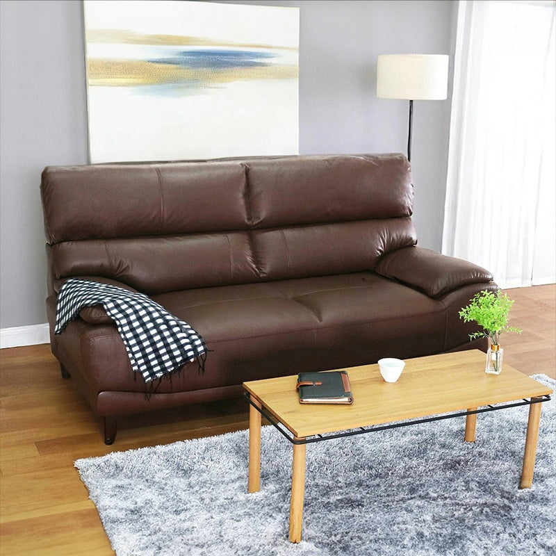 ソファー ソファ 3人掛け ハイバック レザー 本革 PVC 幅195cm ブラウン 応接ソファ 肘付き おしゃれ 北欧 モダン 脚付き