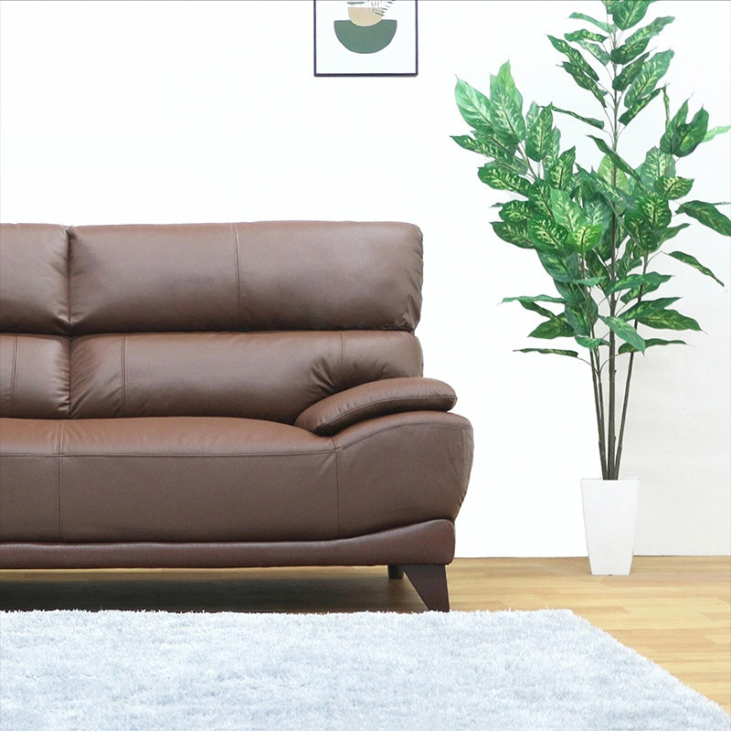 ソファー ソファ 3人掛け ハイバック レザー 本革 PVC 幅195cm ブラウン 応接ソファ 肘付き おしゃれ 北欧 モダン 脚付き