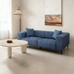 ソファ ソファー 幅196cm 3人掛け クッション付き 北欧 ファブリック 布 ブルーグレー 脚付き スチール